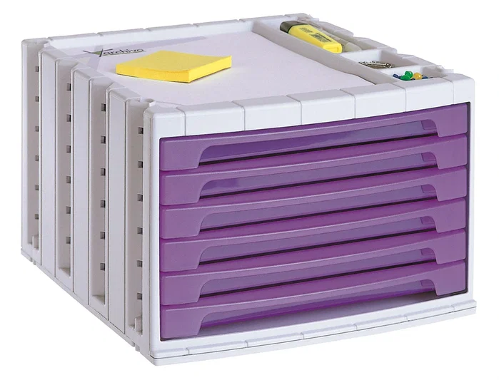 Archivo 2000 Fichero 305x370x215 mm + de 5 cajones Violeta Translucido con Bandeja Organizadora Superior Archivo 2000 Fichero 305x370x215 mm + de 5 cajones Violeta Translucido con Bandeja Organizadora Superior