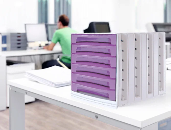 Archivo 2000 Fichero 305x370x215 mm + de 5 cajones Violeta Translucido con Bandeja Organizadora Superior Archivo 2000 Fichero 305x370x215 mm + de 5 cajones Violeta Translucido con Bandeja Organizadora Superior