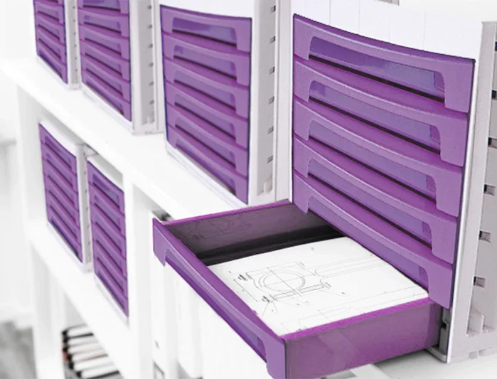 Archivo 2000 Fichero 305x370x215 mm + de 5 cajones Violeta Translucido con Bandeja Organizadora Superior Archivo 2000 Fichero 305x370x215 mm + de 5 cajones Violeta Translucido con Bandeja Organizadora Superior