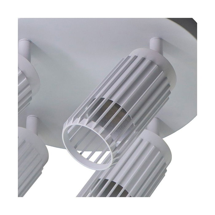 Cristalrecord Foco 4 elementos GU10, 10W, modelo Sahara Arenado, aluminio texturizado blanco, IP20, proteccion clase I, 23x6x20 cm (bombillas no incluidas)