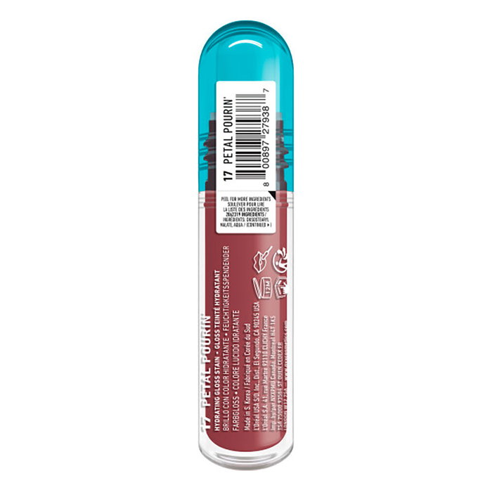 Nyx Professional Makeup LIP IV Hydrating Gloss Stain Labial #Petal Pourin - Brillante y Tinte en 1 Producto, 12h Hidratación con Magnesio, Vitamina B12, Agua de Coco, 5 ml