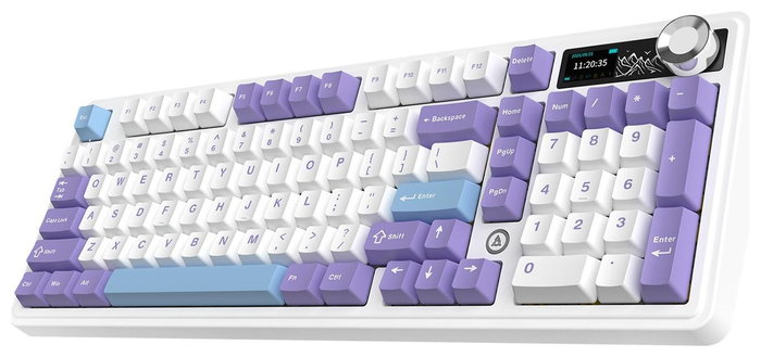 Ajazz AK980 V2 Teclado Mecánico Inalámbrico con Pantalla y Switches Gift Switch V2, Púrpura