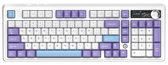 Ajazz AK980 V2 Teclado Mecánico Inalámbrico con Pantalla y Switches Gift Switch V2, Púrpura