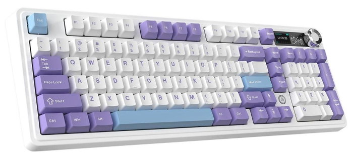 Ajazz AK980 V2 Teclado Mecánico Inalámbrico con Pantalla y Switches Gift Switch V2, Púrpura