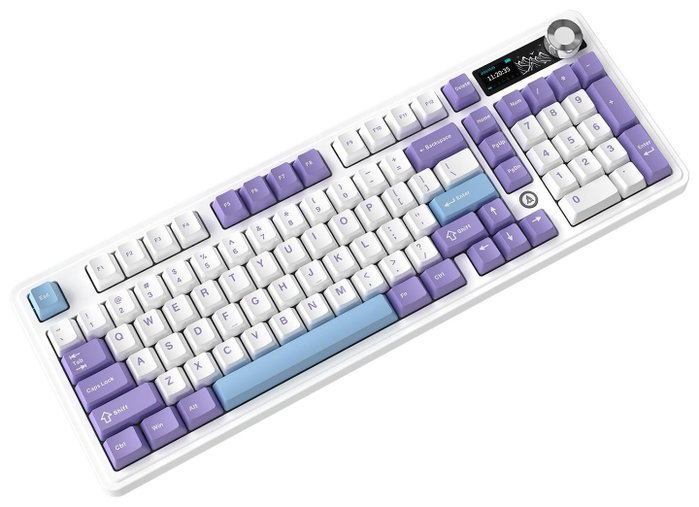 Ajazz AK980 V2 Teclado Mecánico Inalámbrico con Pantalla y Switches Gift Switch V2, Púrpura