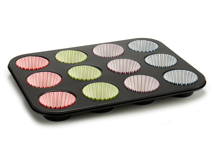 Kinvara Bandeja para 72 Magdalenas con Moldes de Papel 35 x 26.5 x 3 cm (Set de 12)