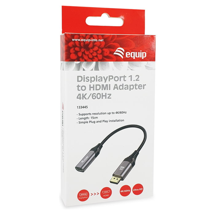 Equip Adaptador DisplayPort 1.2 a HDMI 4K/60Hz Gris/Negro