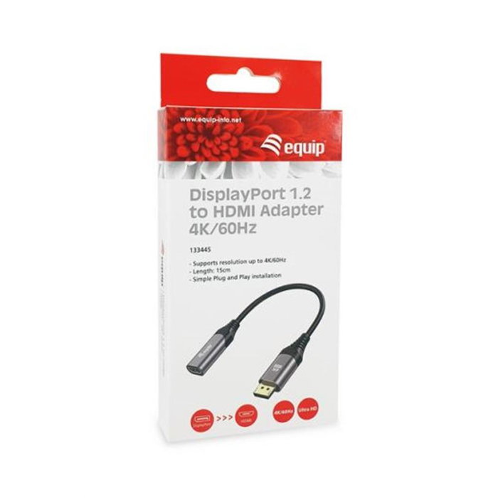 Equip Cable DisplayPort 1.2 a HDMI Hembra, Soporta 4K/60Hz, HDR, 15cm