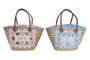 DKD Home Decor Bolso Seagrass PU Capazo Surtido Azul y Rosa 56x27x30 cm