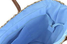 DKD Home Decor Bolso Capazo Mediterraneo Azul Rosa Seagrass 27 x 30 x 56 cm
