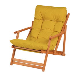 Hanah Home My008 - Silla de Jardín Madera de Haya Natural y Amarilla, Elegante y Duradera para Exterior