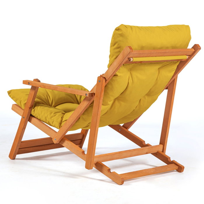 Hanah Home My008 - Silla de Jardín Madera de Haya Natural y Amarilla, Elegante y Duradera para Exterior