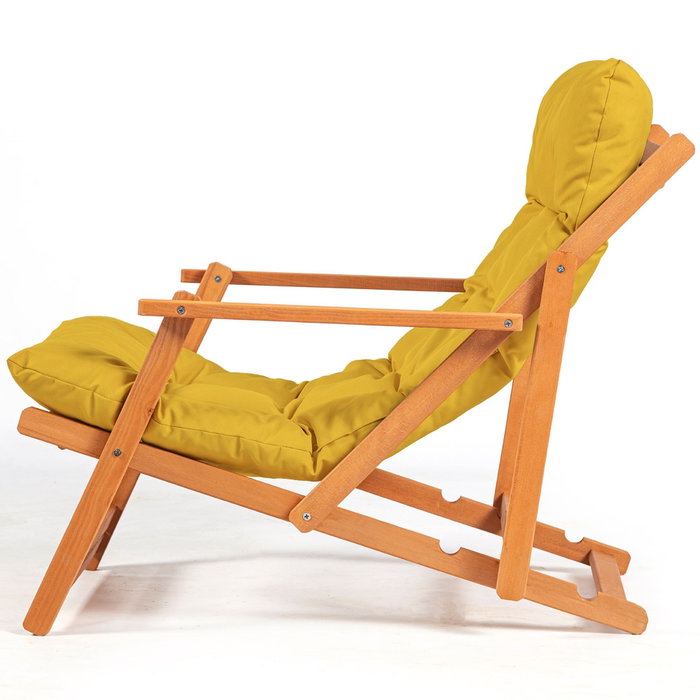 Hanah Home My008 - Silla de Jardín Madera de Haya Natural y Amarilla, Elegante y Duradera para Exterior