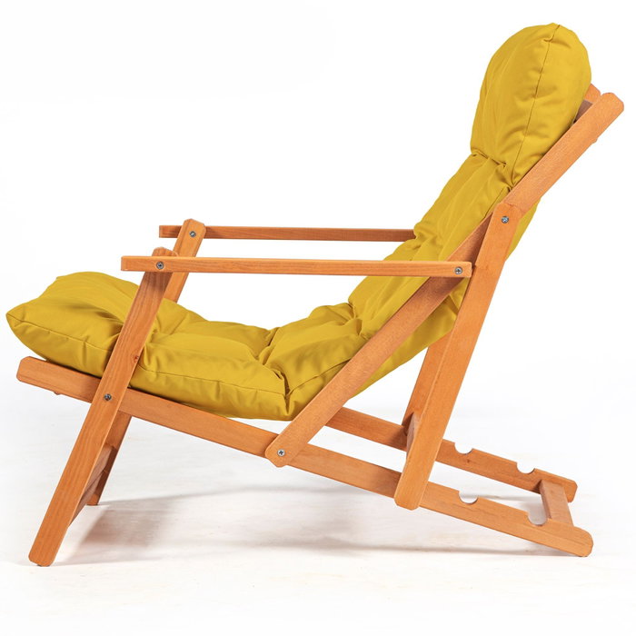 Hanah Home My008 - Silla de Jardín Madera de Haya Natural y Amarilla, Elegante y Duradera para Exterior