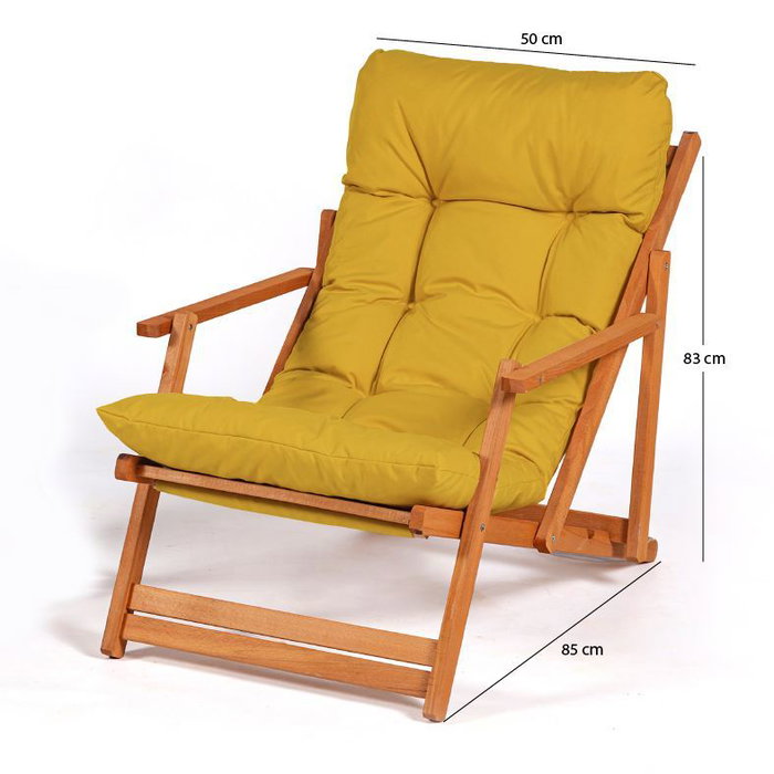 Hanah Home My008 - Silla de Jardín Madera de Haya Natural y Amarilla, Elegante y Duradera para Exterior