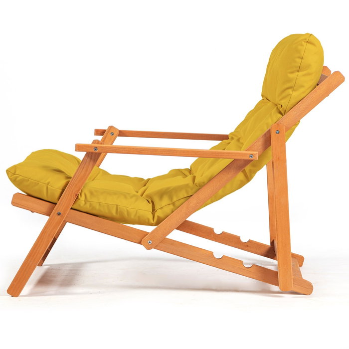Hanah Home My008 - Silla de Jardín Madera de Haya Natural y Amarilla, Elegante y Duradera para Exterior