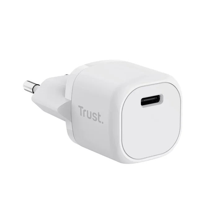 Trust Cargador Ultradelgado Maxo 20W USB-C PD 3.0 PPS con Enchufe EU, Blanco, Compacto para Viajes