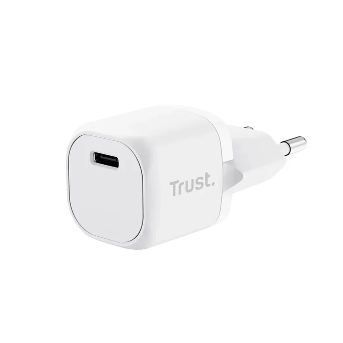 Trust Cargador Ultradelgado Maxo 20W USB-C PD 3.0 PPS con Enchufe EU, Blanco, Compacto para Viajes