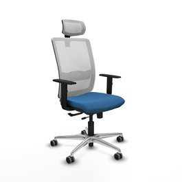 PIQUERAS Y CRESPO Silla de oficina Haches con mecanismo Sincro/Traslack, Azul claro y Blanco