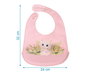 KioKids Babero de Silicona Impermeable Gatito Rosa Lovely Friends con Bolsillo Recogemigas, Ajustable, para Bebés +6 Meses