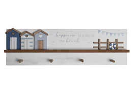 DKD Home Decor Perchero Mediterraneo Blanco y Azul 40x12x4 cm (6 Unidades)