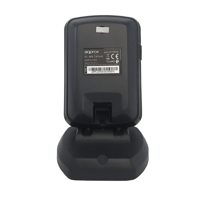 Approx appLS07DESK Lector de Códigos de Barras Fijo 1D/2D/QR Compacto, Escáner de Presentación USB para PC, CMOS, Negro y Gris