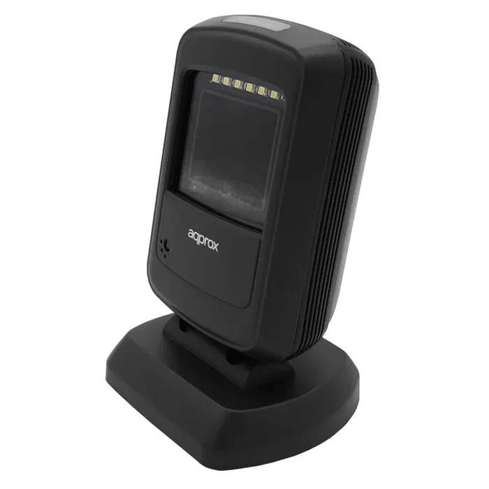Approx appLS07DESK Lector de Códigos de Barras Fijo 1D/2D/QR Compacto, Escáner de Presentación USB para PC, CMOS, Negro y Gris