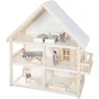 ROBA Casa de Muñecas de Madera 3 Plantas con 16 Muebles y 4 Muñecas, Natural, Blanco, Gris - ROB4005317322896