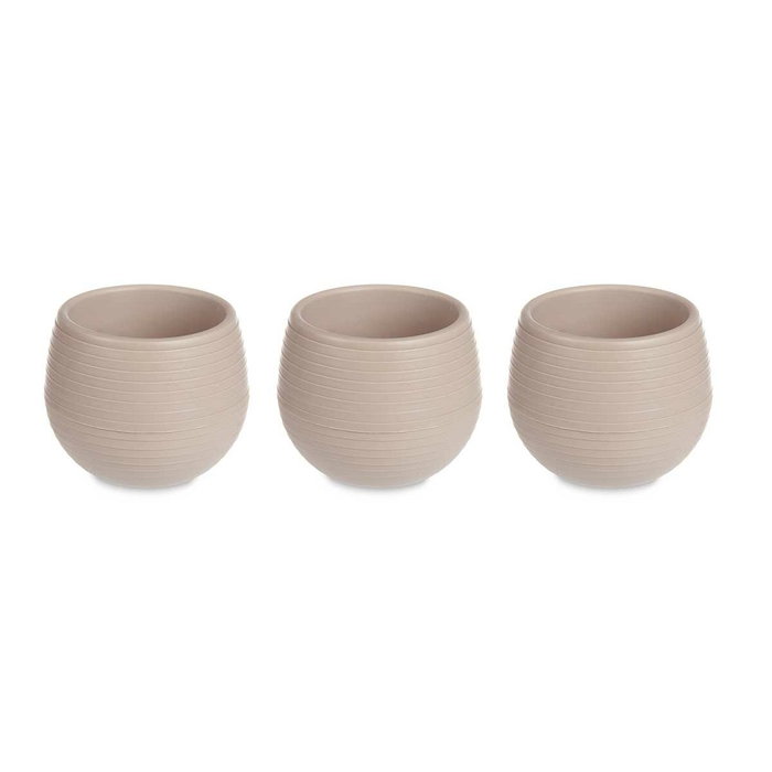 Set de Macetas Ibergarden Taupé Plástico 16,5 x 16,5 x 14,5 cm 51,5 x 14,5 x 16,5 cm (4 Unidades)