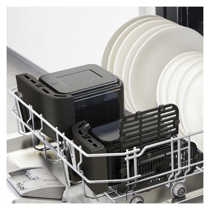 Tefal Dual Easy Fry & Grill EY905B Freidora de Aire Caliente 8.3L Doble, Independiente, Panel Táctil, 2700W, 8 Programas, Gris