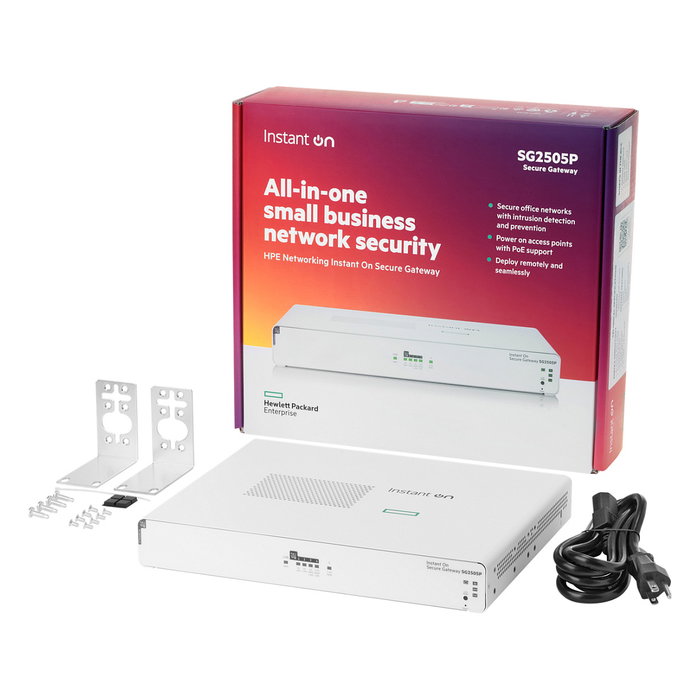 HPE Instant On Secure Gateway SG2505P - Firewall/VPN Gestionado en Nube para PYMES - 5 Puertos LAN/WAN PoE+ 2.5G (60W) - IDS/IPS - Resiliencia WAN - Blanco