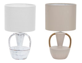 DKD Home Decor Lámpara de Sobremesa de Cerámica Blanco y Beige ASA 2 Surtido (2 unidades)建模