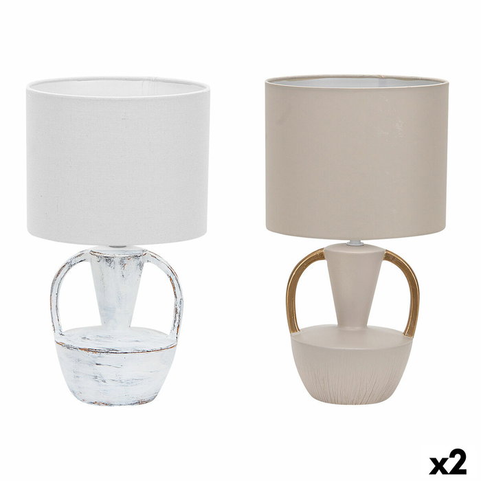 DKD Home Decor Lámpara de Sobremesa de Cerámica Blanco y Beige ASA 2 Surtido (2 unidades)建模