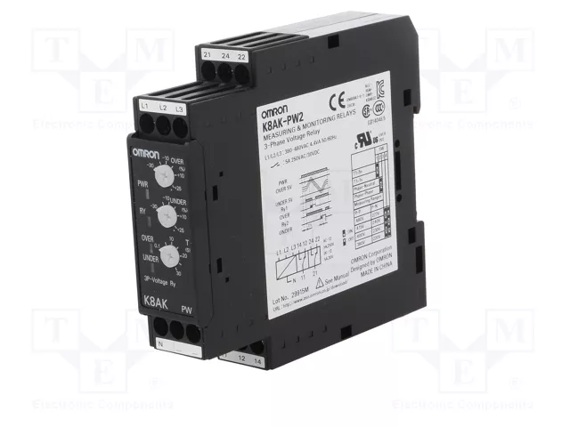 OMRON K8AK-PW2 Relé de monitorización de tensión SPDT OMRON K8AK-PW2 Relé de monitorización de tensión SPDT