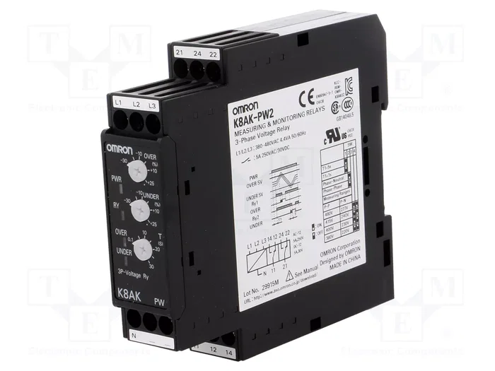 OMRON K8AK-PW2 Relé de monitorización de tensión SPDT OMRON K8AK-PW2 Relé de monitorización de tensión SPDT