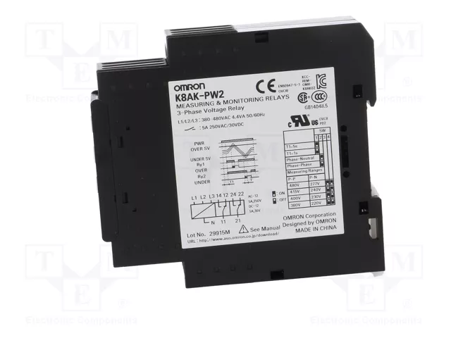 OMRON K8AK-PW2 Relé de monitorización de tensión SPDT OMRON K8AK-PW2 Relé de monitorización de tensión SPDT