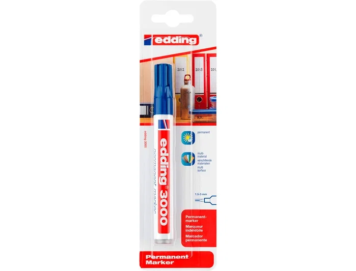 Edding Rotulador Permanente 3000 Azul Punta Redonda 1,5-3 mm Edding Rotulador Permanente 3000 Azul Punta Redonda 1,5-3 mm