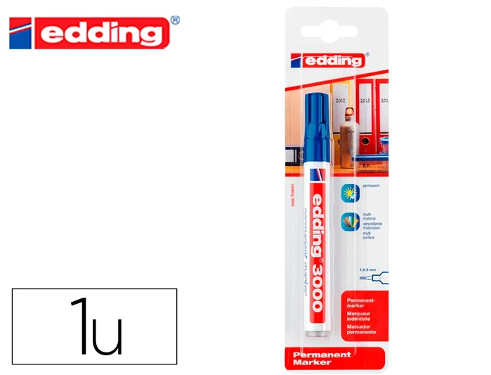 Edding Rotulador Permanente 3000 Azul Punta Redonda 1,5-3 mm Edding Rotulador Permanente 3000 Azul Punta Redonda 1,5-3 mm