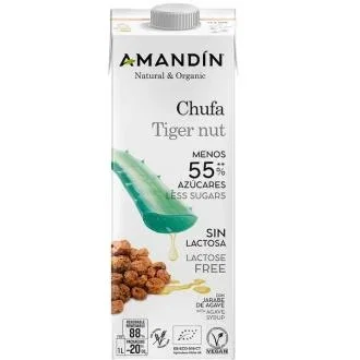 Amandin Bebida de Chufa 1L - Pack de 6 Unidades - Bio - Horchata de Chufa Natural