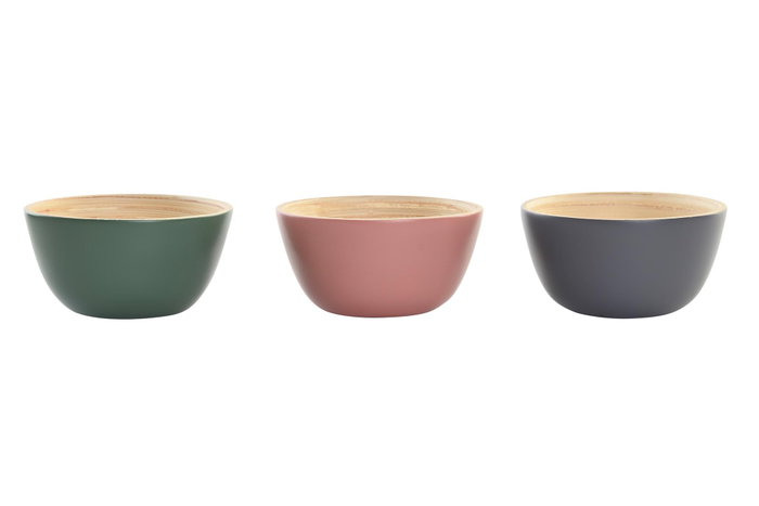 DKD Home Decor Set de 4 Cuencos de Bambú Vermos Surtidos