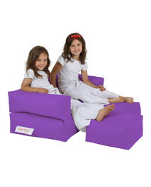 Atelier Del Sofa Kids Double Seat Pouf Morado para Jardín Patio Piscina 100cm Ancho Resistente Impermeable 200kg