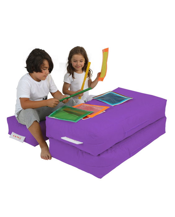 Atelier Del Sofa Kids Double Seat Pouf Morado para Jardín Patio Piscina 100cm Ancho Resistente Impermeable 200kg