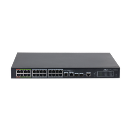 Dahua DH-LR2226-24ET-360-V2 Switch Gestionable L2, 24 Puertos Ethernet Gigabit (8 ePoE/EOC + 16 PoE) + 2 Uplink Combo Gigabit/SFP, Tecnología ePoE