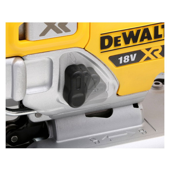 DeWALT DCS334NT-XJ Sable de Calar Inalámbrico, 18V, Corte 13.5 cm, Velocidad 3200 spm, Ángulo 45°, con Luz y Soplador, Negro/Amarillo