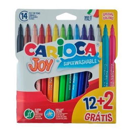 Carioca Rotulador Joy Estuche 12 unidades + 2 Gratis Colores Surtidos Tinta Superlavable Punta Fina