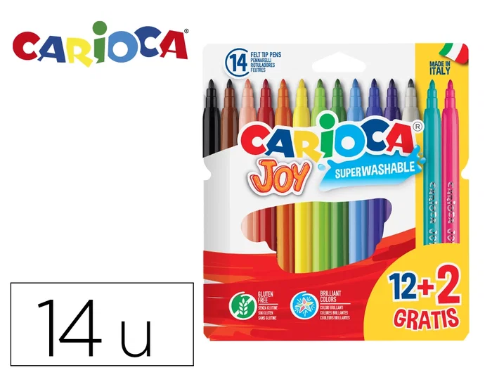 Carioca Rotuladores Joy Super Lavables Estuche 12+2 Ud Gratis Carioca Rotuladores Joy Super Lavables Estuche 12+2 Ud Gratis