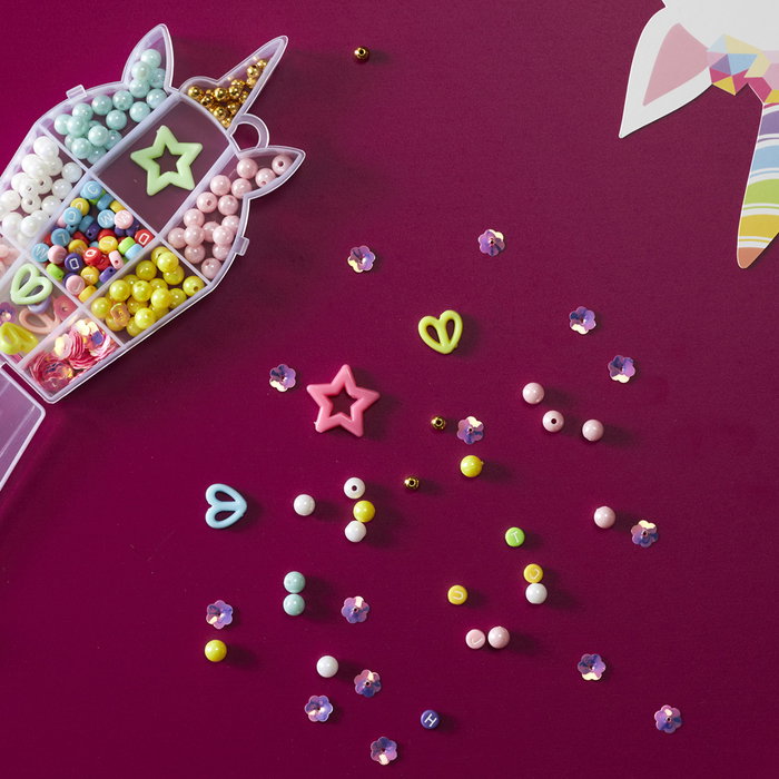 Jeux 2 momes Caja De 150 Cuentas Infantil para Crear Pulseras, Modelos Surtidos (Sirena, Unicornio), +5 Años