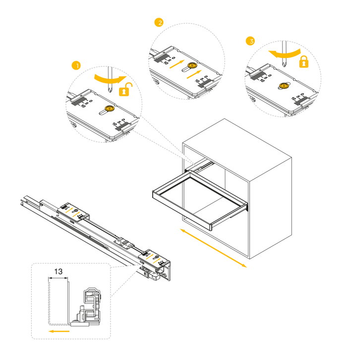 Emuca Kit Quartz de cajón metálico y bastidor regulable, Acabado Titanio, Módulo 70cm