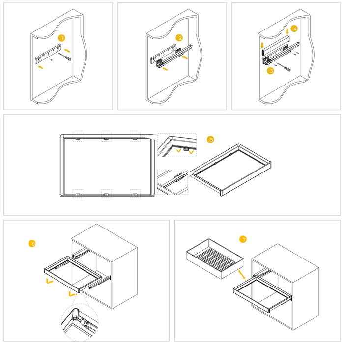 Emuca Kit Quartz de cajón metálico y bastidor regulable, Acabado Titanio, Módulo 70cm