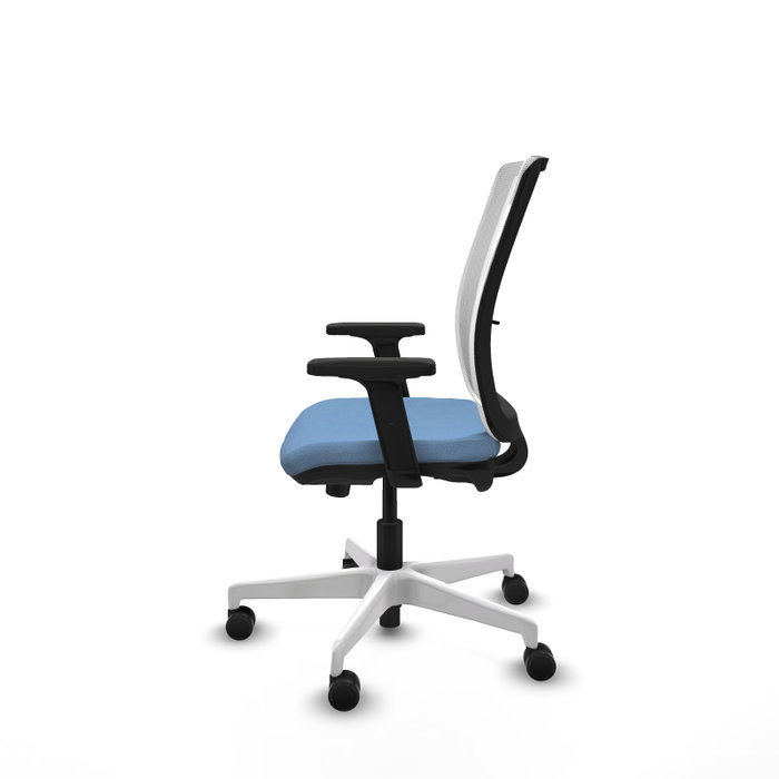PIQUERAS Y CRESPO Silla de oficina Haches con mecanismo Sincro/Traslack, Azul cielo y Blanco